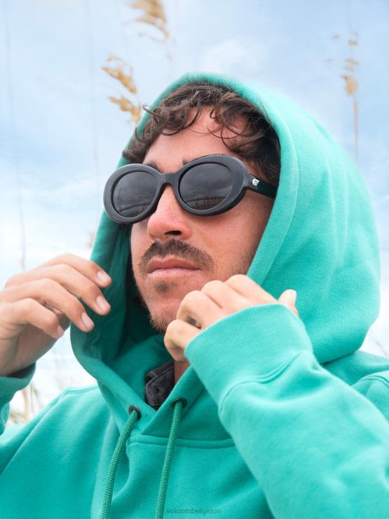 unisexe Volcom noir brillant/gris lunettes de soleil lapidées ZJ48F547