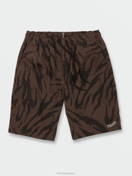 unisexe Volcom marron foncé short taille élastique espacé extérieur ZJ48F748