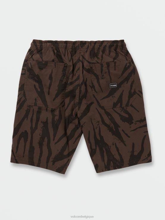 unisexe Volcom marron foncé short taille élastique espacé extérieur ZJ48F748