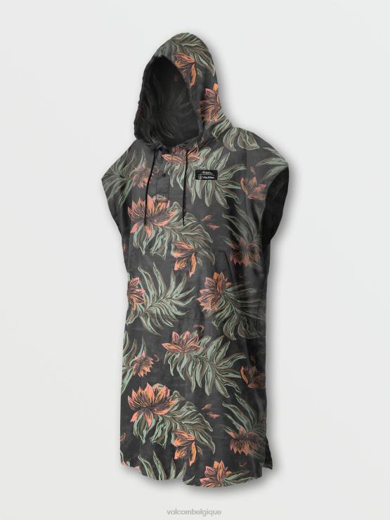 Hommes Volcom noir rincé poncho serviette compressible matador ZJ48F686