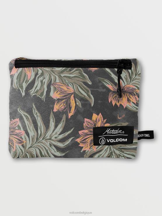 Hommes Volcom noir rincé serviette de plage pliable matador ZJ48F688