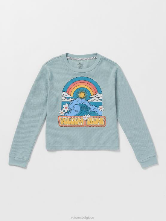 filles Volcom bleu fumé t-shirt thermique à manches longues ZJ48F1328