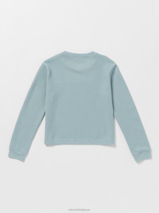 filles Volcom bleu fumé t-shirt thermique à manches longues ZJ48F1328