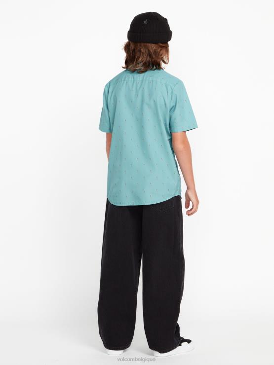 garçons Volcom cali bleu chiné chemise à manches courtes ZJ48F1185