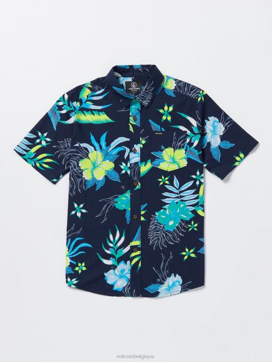 garçons Volcom marine chemise à manches courtes à fleurs sunriser ZJ48F1169