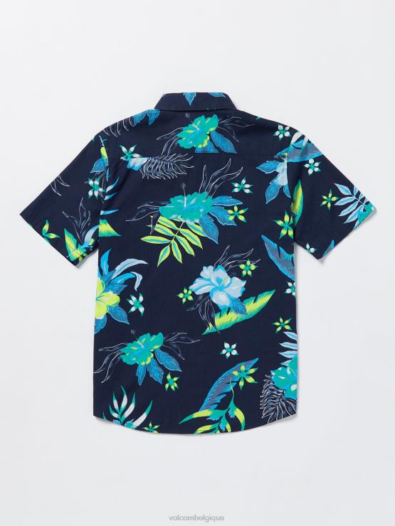 garçons Volcom marine chemise à manches courtes à fleurs sunriser ZJ48F1169