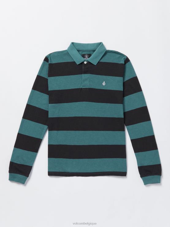 garçons Volcom service bleu polo à manches longues bolders ZJ48F1173