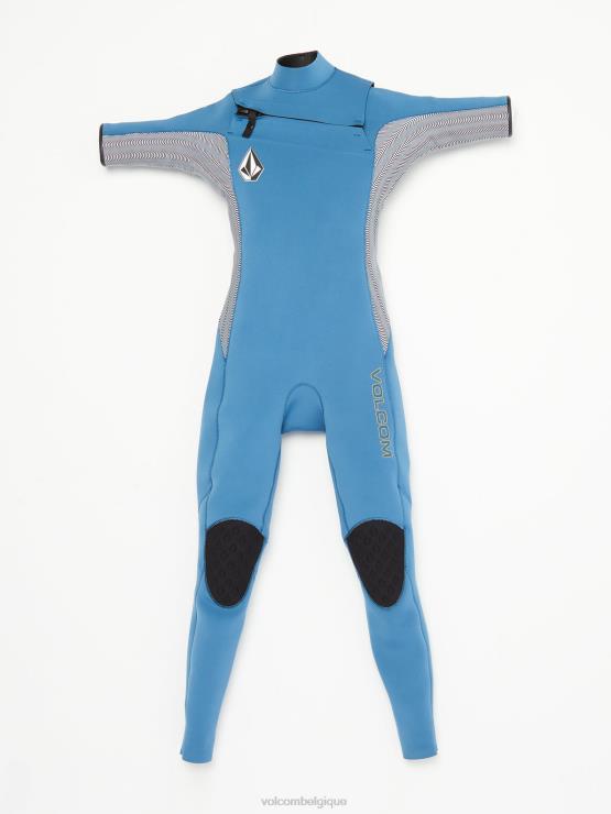 garçons Volcom bleu cruzer modulateur 2mm chest zip fullsuit manches courtes ZJ48F1366