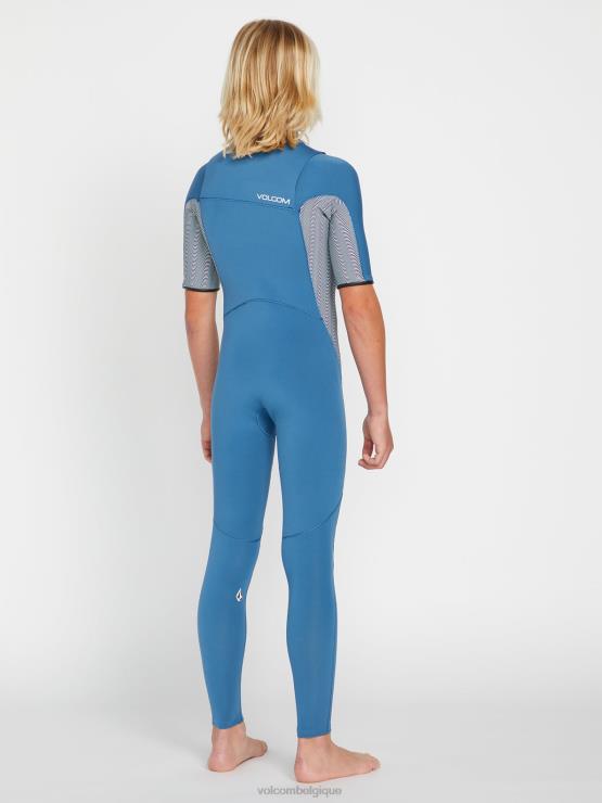 garçons Volcom bleu cruzer modulateur 2mm chest zip fullsuit manches courtes ZJ48F1366