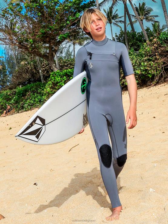 garçons Volcom charbon modulateur 2mm chest zip fullsuit manches courtes ZJ48F1368