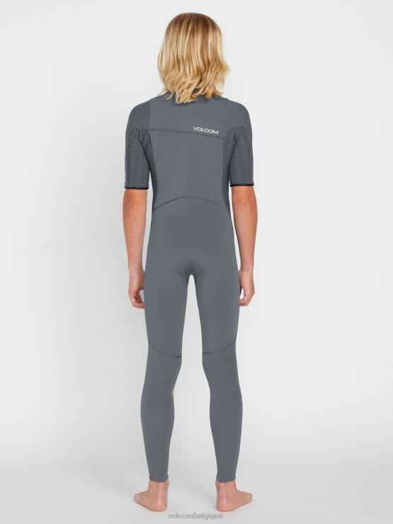 garçons Volcom charbon modulateur 2mm chest zip fullsuit manches courtes ZJ48F1368