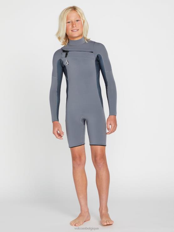garçons Volcom charbon modulateur 2mm poitrine zip manches longues springsuit ZJ48F1365