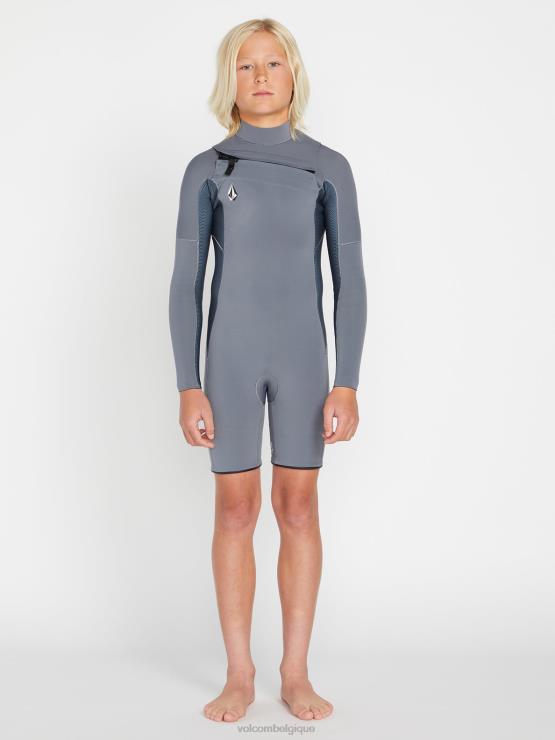 garçons Volcom charbon modulateur 2mm poitrine zip manches longues springsuit ZJ48F1365