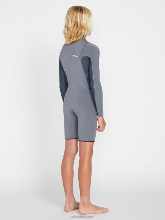 garçons Volcom charbon modulateur 2mm poitrine zip manches longues springsuit ZJ48F1365