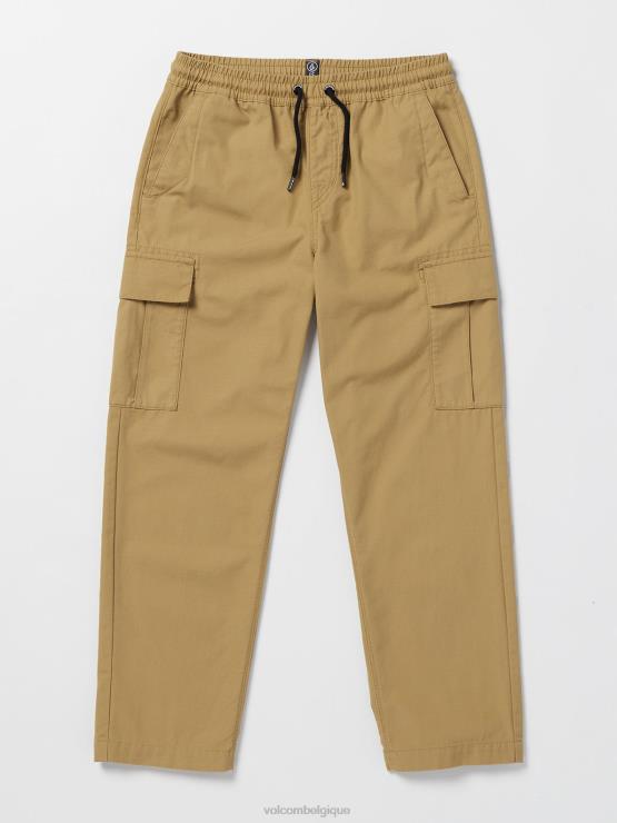 garçons Volcom kaki foncé pantalon cargo à taille élastique mars ZJ48F1266