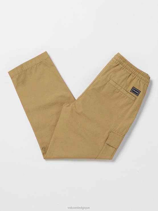 garçons Volcom kaki foncé pantalon cargo à taille élastique mars ZJ48F1266