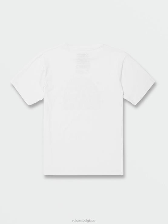 garçons Volcom blanc t-shirt à manches courtes en pierre croustillante ZJ48F1116