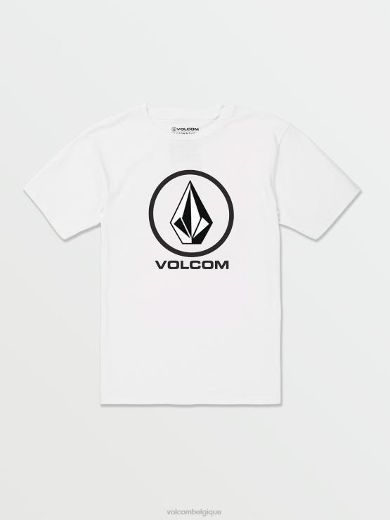 garçons Volcom blanc t-shirt à manches courtes en pierre croustillante ZJ48F1116