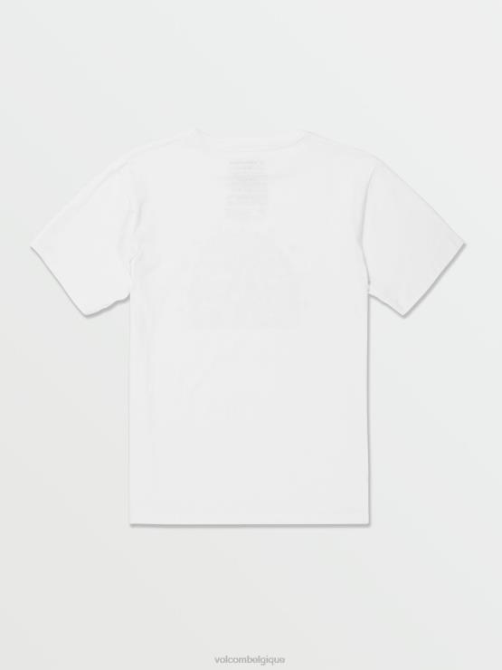 garçons Volcom blanc t-shirt à manches courtes en pierre croustillante ZJ48F1116