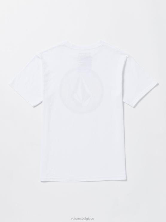 garçons Volcom blanc t-shirt à manches courtes rempli de pierre croustillante ZJ48F1161