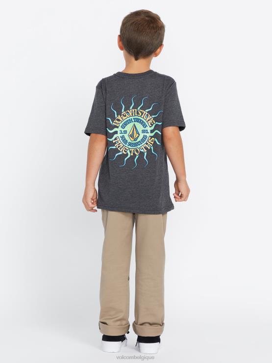 garçons Volcom bruyère noir foncé t-shirt visualizer à manches courtes ZJ48F1158
