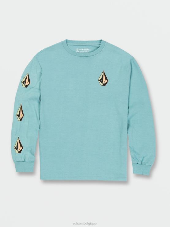 garçons Volcom cali bleu chiné t-shirt iconique à manches longues ZJ48F1134