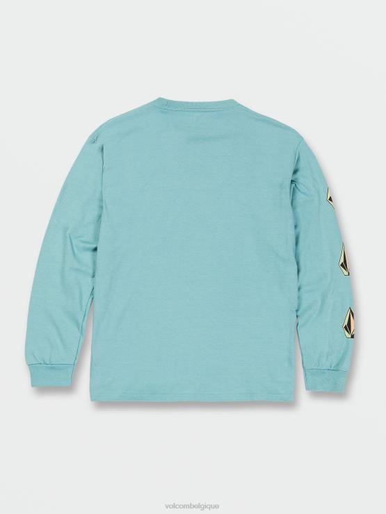 garçons Volcom cali bleu chiné t-shirt iconique à manches longues ZJ48F1134