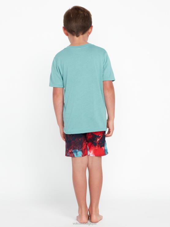 garçons Volcom cali bleu chiné t-shirt à manches courtes wave wild ZJ48F1132