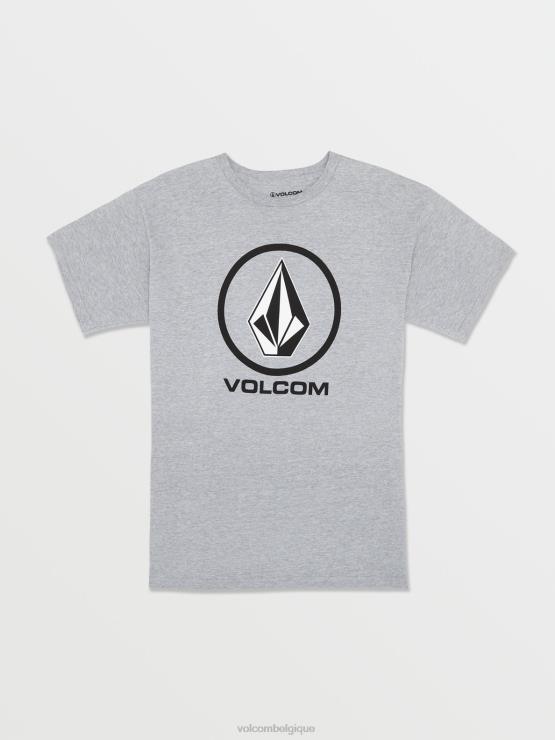 garçons Volcom gris chiné t-shirt à manches courtes en pierre croustillante ZJ48F1120