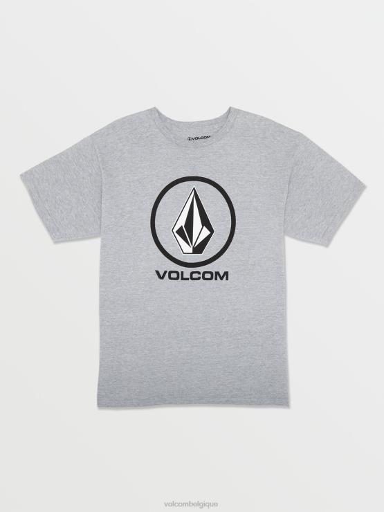 garçons Volcom gris chiné t-shirt à manches courtes en pierre croustillante ZJ48F1136