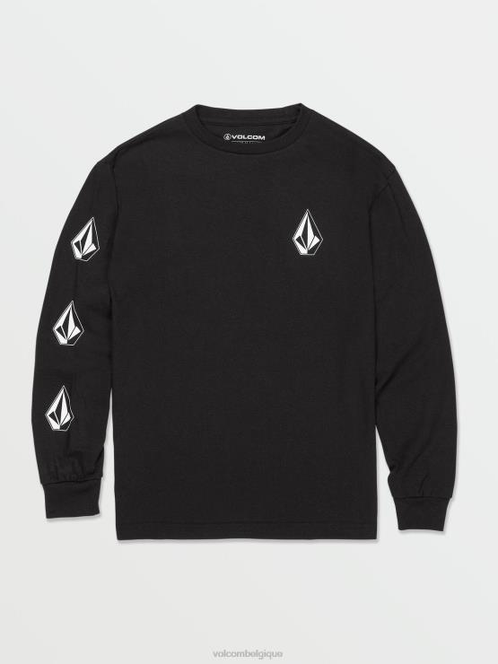 garçons Volcom noir t-shirt iconique à manches longues ZJ48F1124
