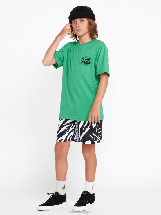 garçons Volcom vert jungle t-shirt à manches courtes chauffant ZJ48F1128