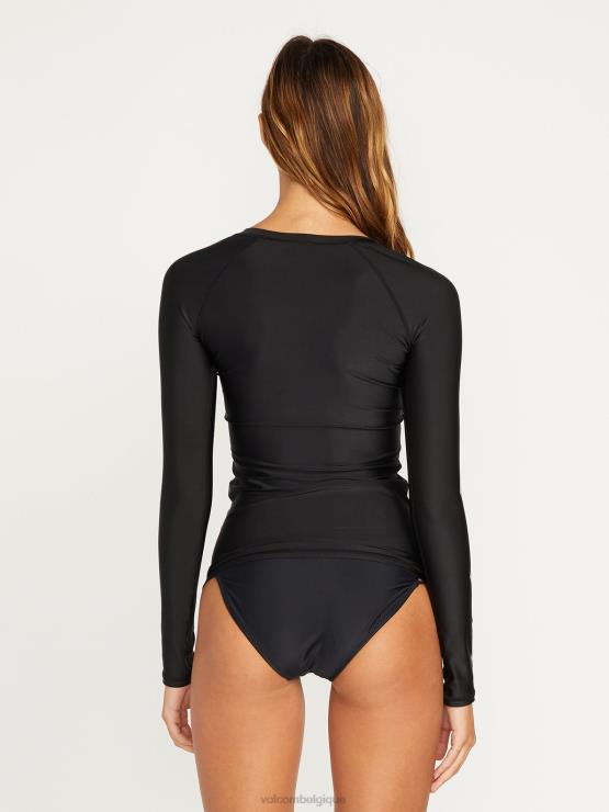 femmes Volcom noir Rashguard à manches longues Simply Core 50 UPF ZJ48F1105