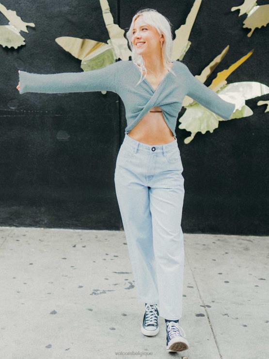 femmes Volcom bleu fumé avec un pull torsadé ZJ48F860