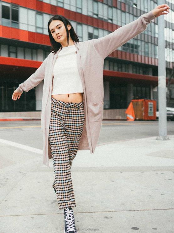 femmes Volcom orchidée d'hiver pull cardigan midi à carreaux vécu dans le salon ZJ48F858