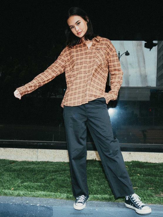 femmes Volcom argile plaid pour te rencontrer chemise à manches longues ZJ48F773