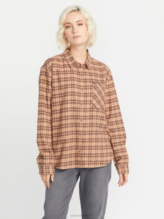 femmes Volcom argile plaid pour te rencontrer chemise à manches longues ZJ48F773