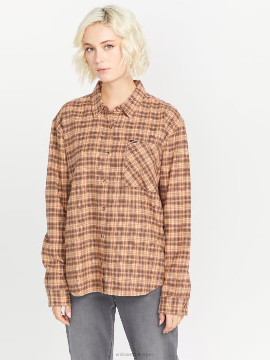 femmes Volcom argile plaid pour te rencontrer chemise à manches longues ZJ48F773