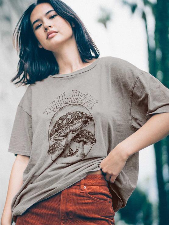 femmes Volcom gris ardoise chemise à manches courtes turnt n burnt ZJ48F786