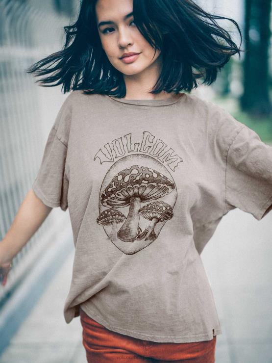 femmes Volcom gris ardoise chemise à manches courtes turnt n burnt ZJ48F786