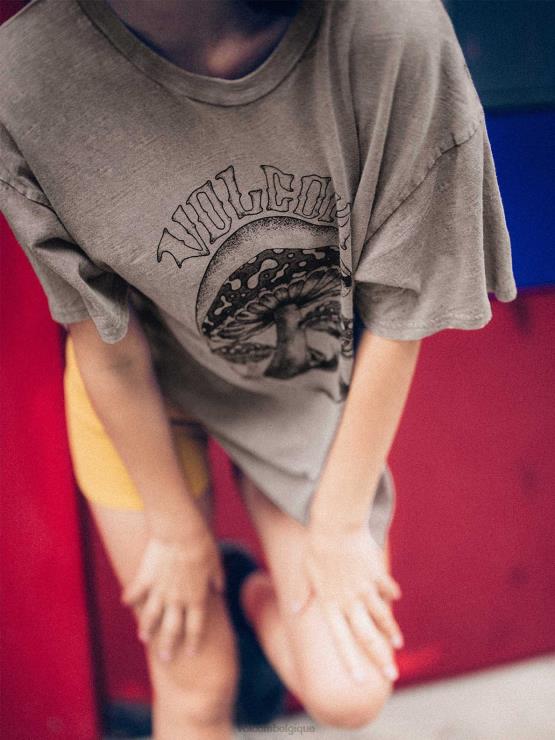 femmes Volcom gris ardoise chemise à manches courtes turnt n burnt ZJ48F786