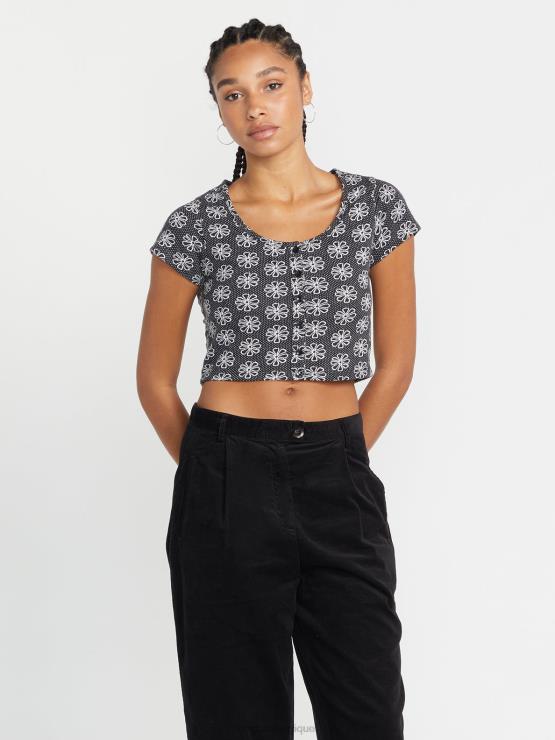 femmes Volcom noir chemise à manches courtes daisie baby ZJ48F798