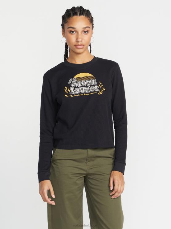 femmes Volcom noir chemise thermique à manches longues ZJ48F801