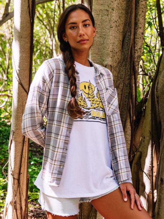 femmes Volcom plaid plaid pour te rencontrer chemise à manches longues ZJ48F809