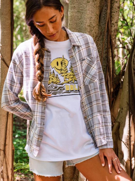 femmes Volcom plaid plaid pour te rencontrer chemise à manches longues ZJ48F809