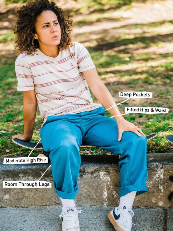 femmes Volcom port bleu pantalon de skate thisthatthem ZJ48F906