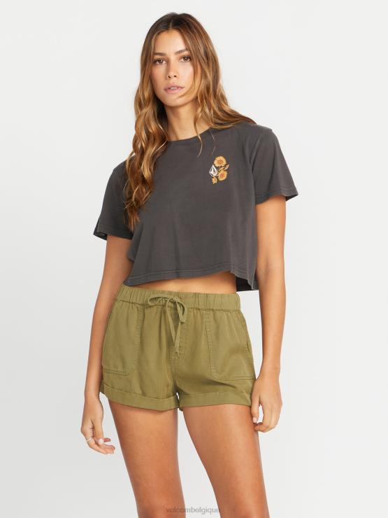 femmes Volcom noir t-shirt à manches courtes enternet ZJ48F775