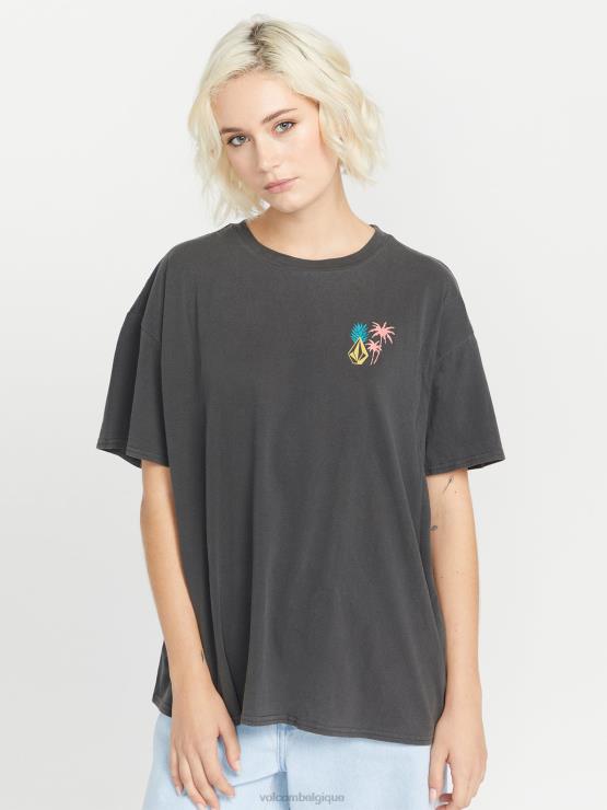 femmes Volcom noir t-shirt à manches courtes jet de pierres ZJ48F770