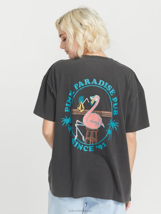 femmes Volcom noir t-shirt à manches courtes jet de pierres ZJ48F770