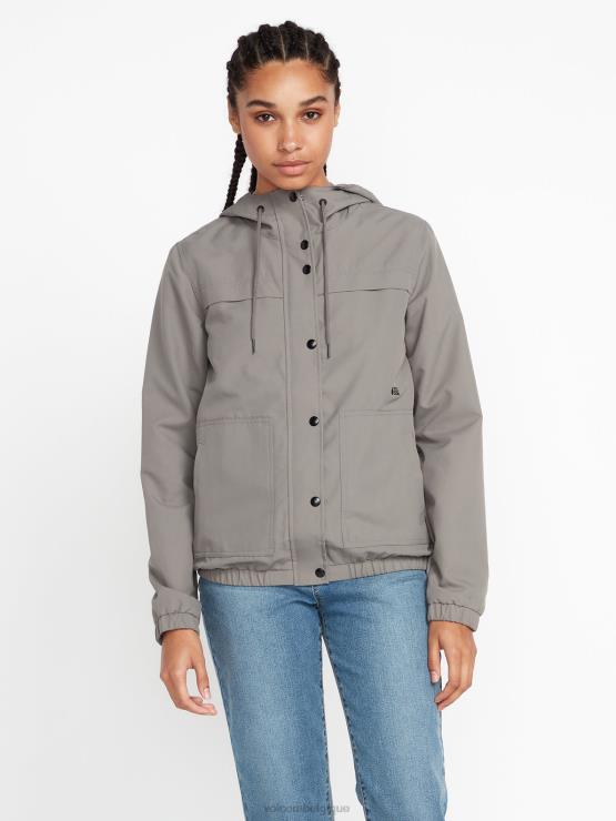 femmes Volcom gris métallisé veste en pierre ennemie ZJ48F905